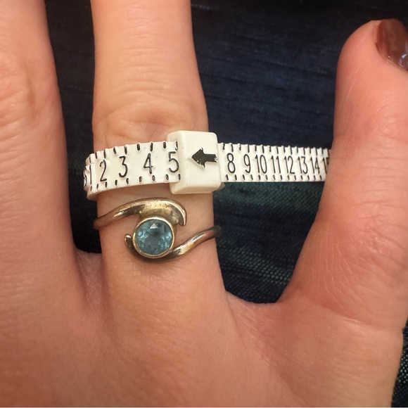 Silver Blue Topaz Ring | Handmade in Asheville NC | Size 5 - Picture 2 of 4